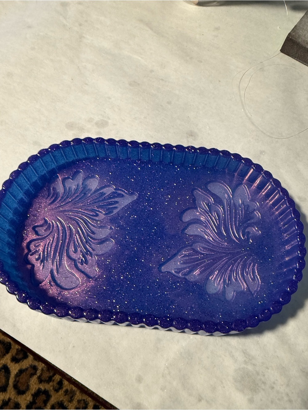 Purple Iridescent Decorative Resin Tray - Home Accents Decor